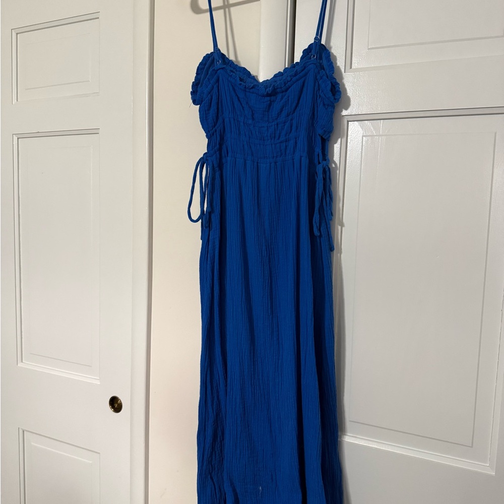 Royal Blue Spaghetti-Strap Midi Dress